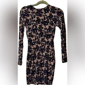 Long sleeve Nude floral Dress